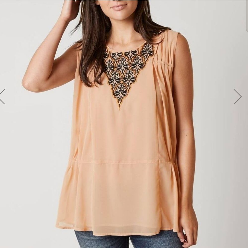 *Miss Me Peach Embellished Tank Top Sz.S